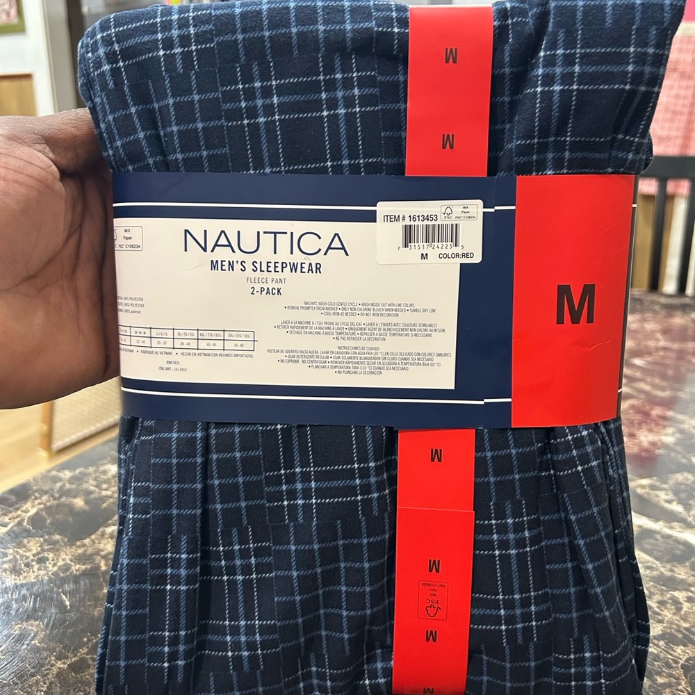 Nautica Men’s Red Plaid Fleece Sleep Pants - 2-Pack (M) - Picture 4 of 4